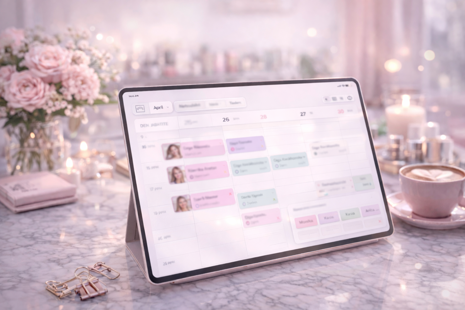 Kalendarz z wizytami i klientkami w BelleNote
